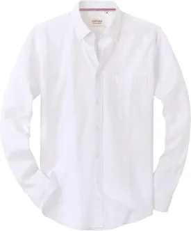 Alimens & Gentle Mens Solid Oxford Shirt Long Sleeve Dress Shirt Work Casual Button Down Shirts with Pocket