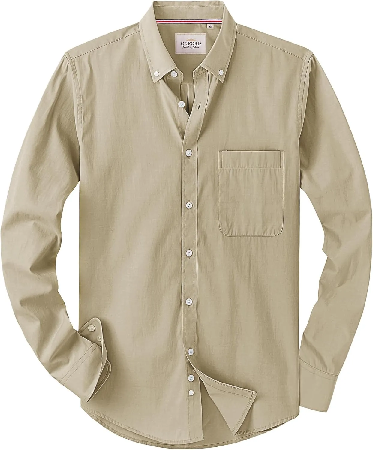 Alimens & Gentle Mens Solid Oxford Shirt Long Sleeve Dress Shirt Work Casual Button Down Shirts with Pocket