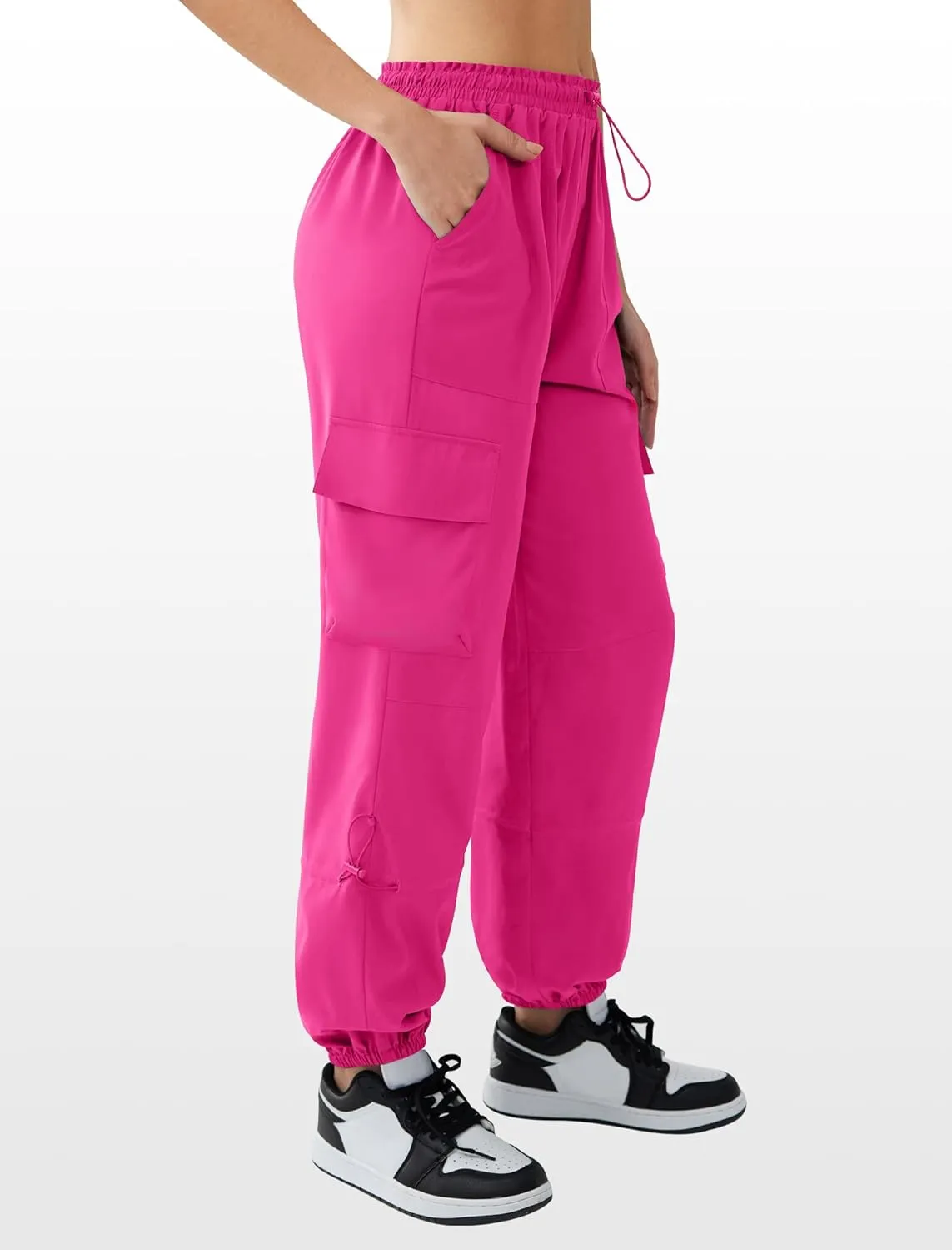 Cargo Pants Women High Waisted Parachute Pants with Pockets Quick Dry Lightweight Baggy Pants