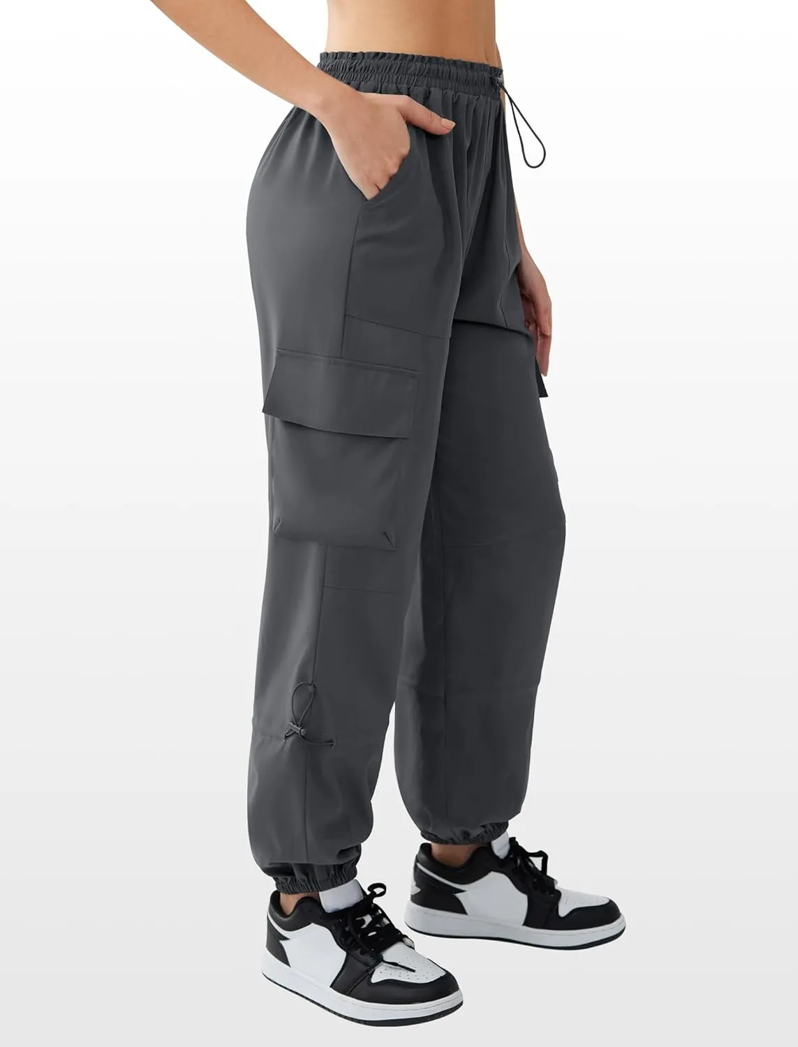 Cargo Pants Women High Waisted Parachute Pants with Pockets Quick Dry Lightweight Baggy Pants