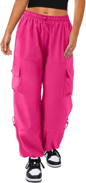 Cargo Pants Women High Waisted Parachute Pants with Pockets Quick Dry Lightweight Baggy Pants