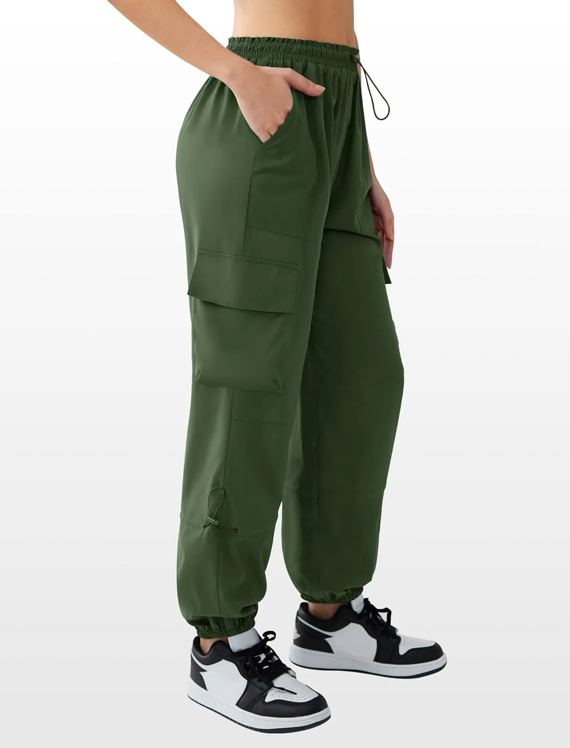 Cargo Pants Women High Waisted Parachute Pants with Pockets Quick Dry Lightweight Baggy Pants