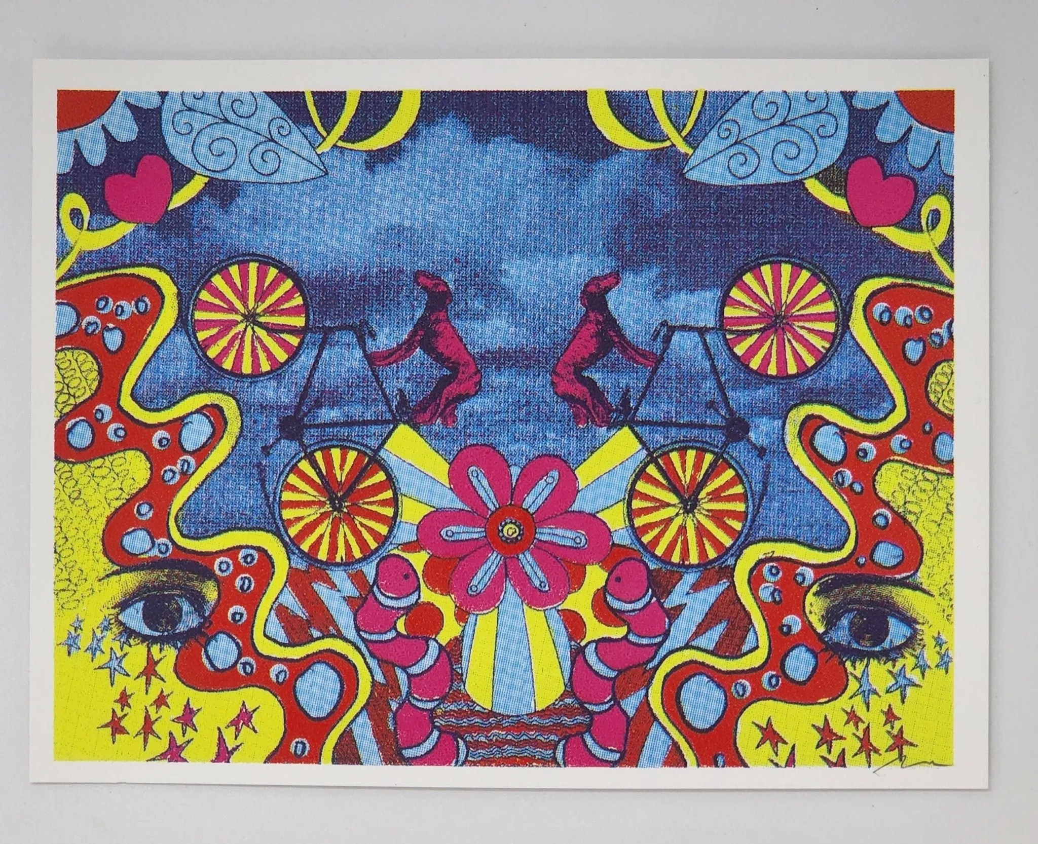 Dog Bike Trippy Silkscreen Print by Nate Duval