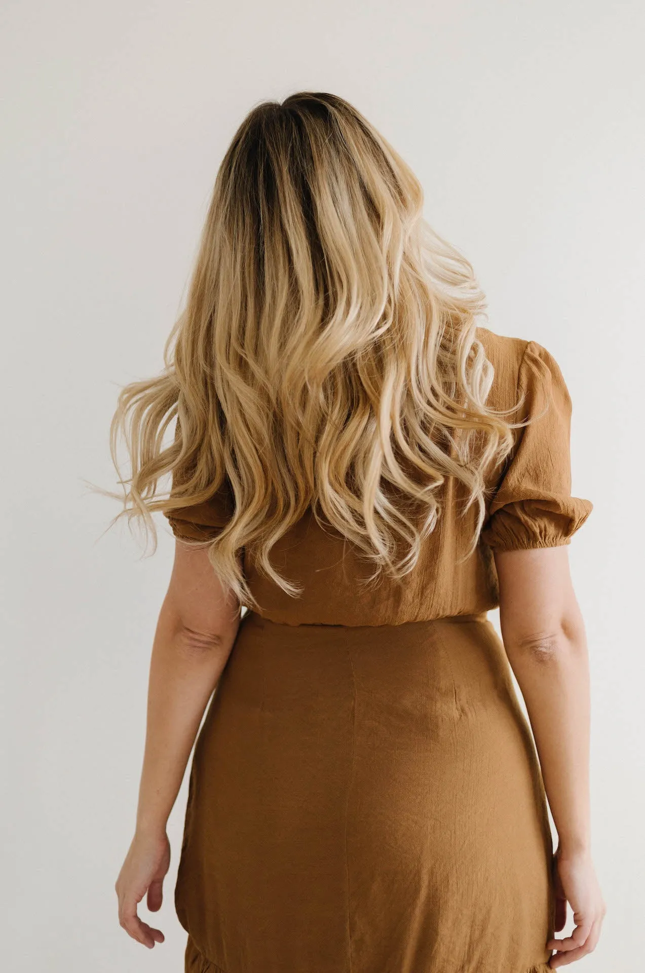 European Lover Ruched Front Mini Dress - Brown
