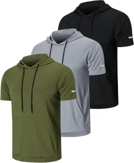 frueo Men's 3 Pack Workout Shirts Quick Dry Moisture Wicking Short Sleeve Mesh Athletic T-Shirts
