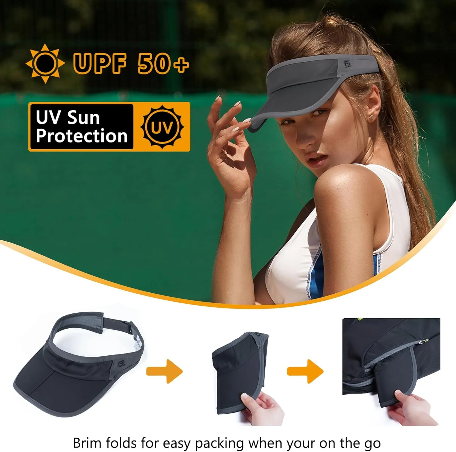 GADIEMKENSD Foldable Sun Visor Hat UPF 50  Lightweight Adjustable