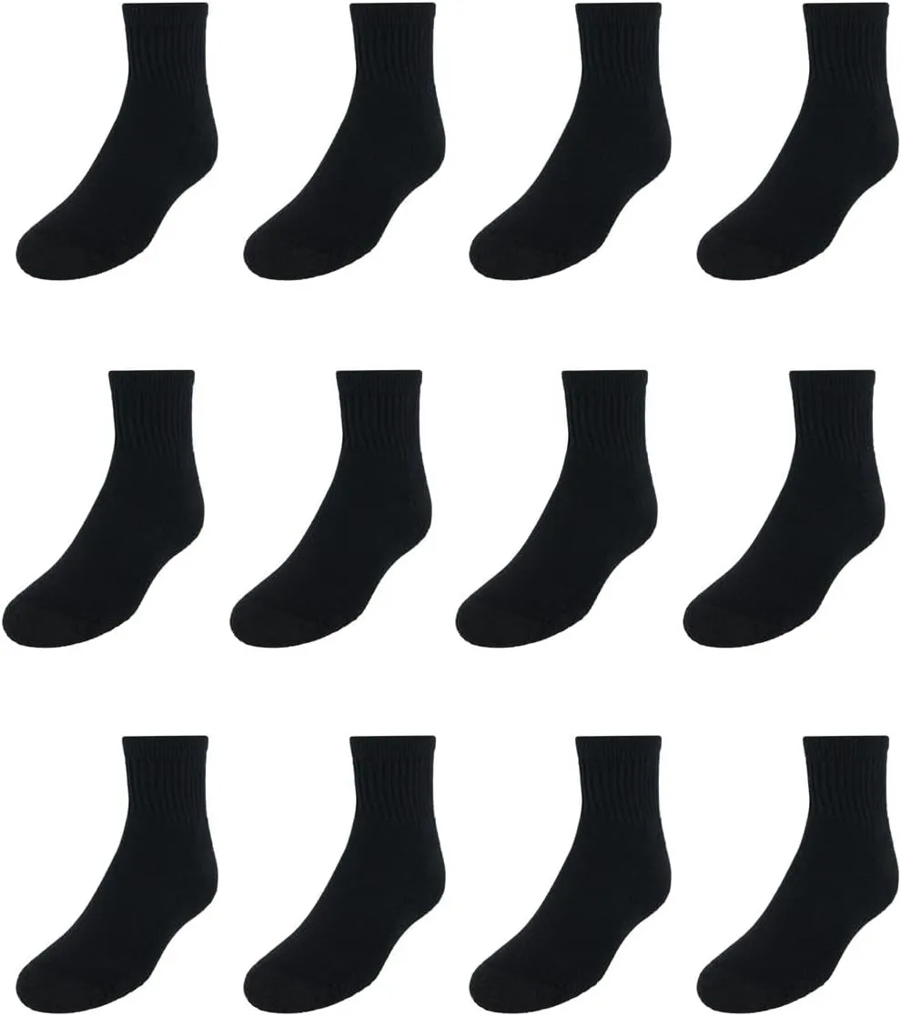 Hanes Boys' Socks, Double Tough Cushioned Ankle and No Show, 12-Pair Packs