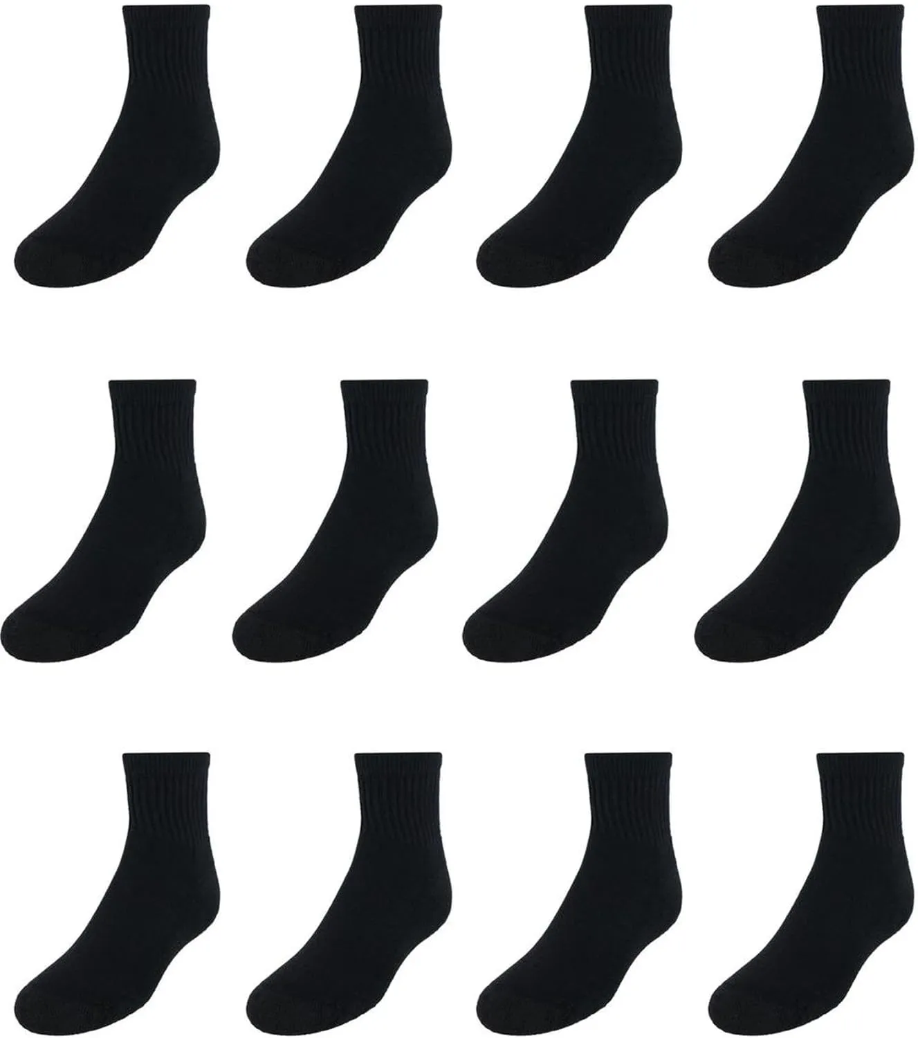 Hanes Boys' Socks, Double Tough Cushioned Ankle and No Show, 12-Pair Packs