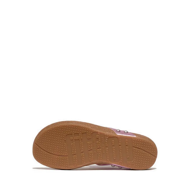 iQUSHION METALLIC-LEATHER TOE-POST SANDALS
