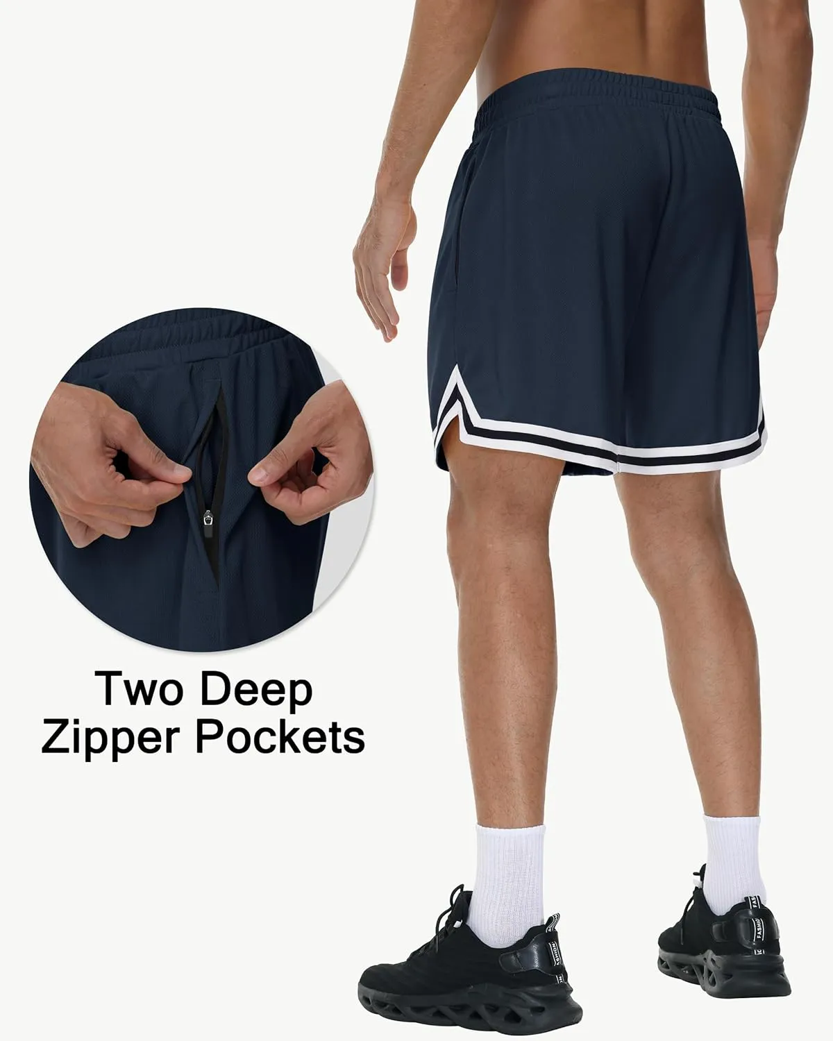 JWM Mens Long Basketball Shorts with Zip Pockets - 11" Mesh Athletic Gym Workout Sport Shorts Quick Dry Lightweight