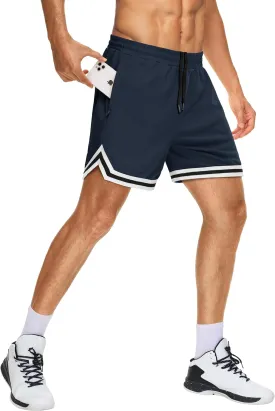 JWM Mens Long Basketball Shorts with Zip Pockets - 11" Mesh Athletic Gym Workout Sport Shorts Quick Dry Lightweight