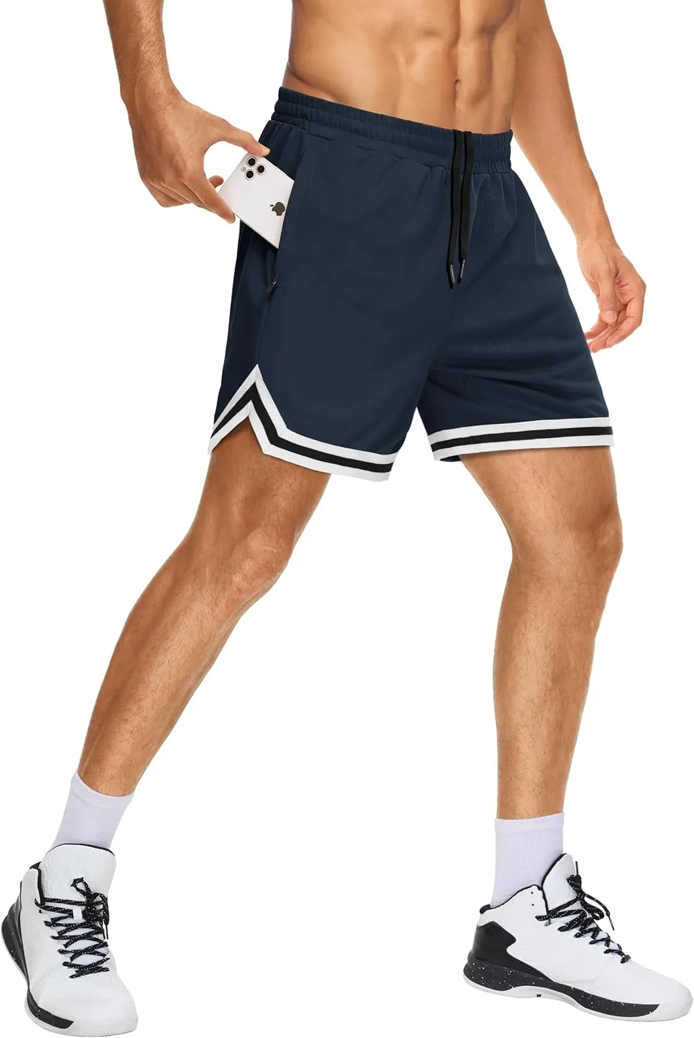JWM Mens Long Basketball Shorts with Zip Pockets - 11" Mesh Athletic Gym Workout Sport Shorts Quick Dry Lightweight