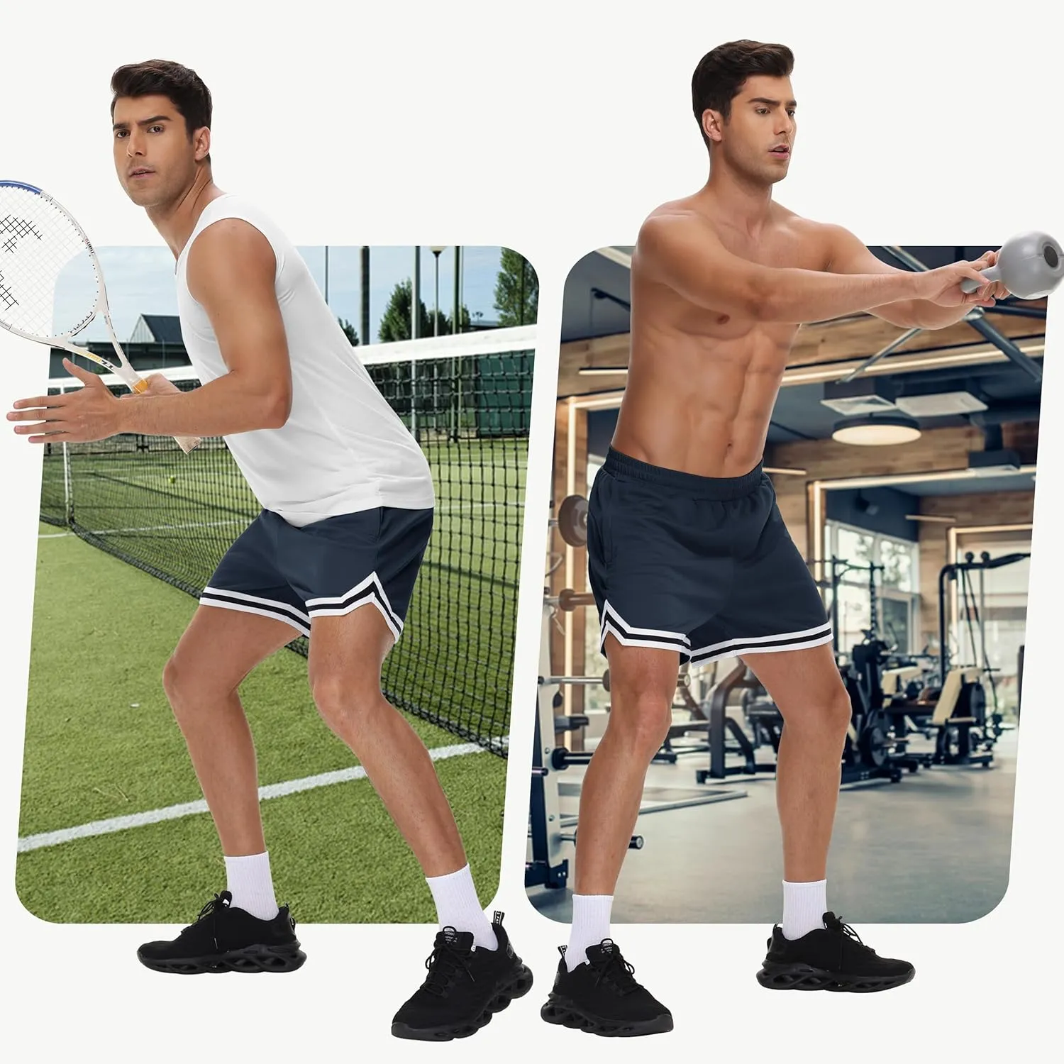 JWM Mens Long Basketball Shorts with Zip Pockets - 11" Mesh Athletic Gym Workout Sport Shorts Quick Dry Lightweight
