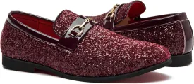 Men Loafer Metallic Textured Slip-on Glitter Sequins Fashion Wedding Dress Shoes Golden