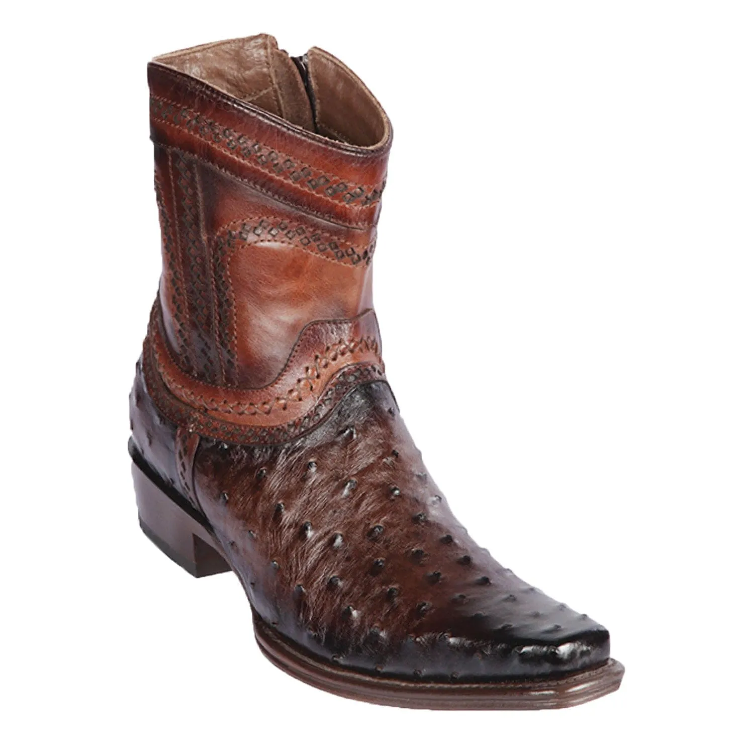 Men's Los Altos Original Ostrich Skin European Toe Short Boots 76B03