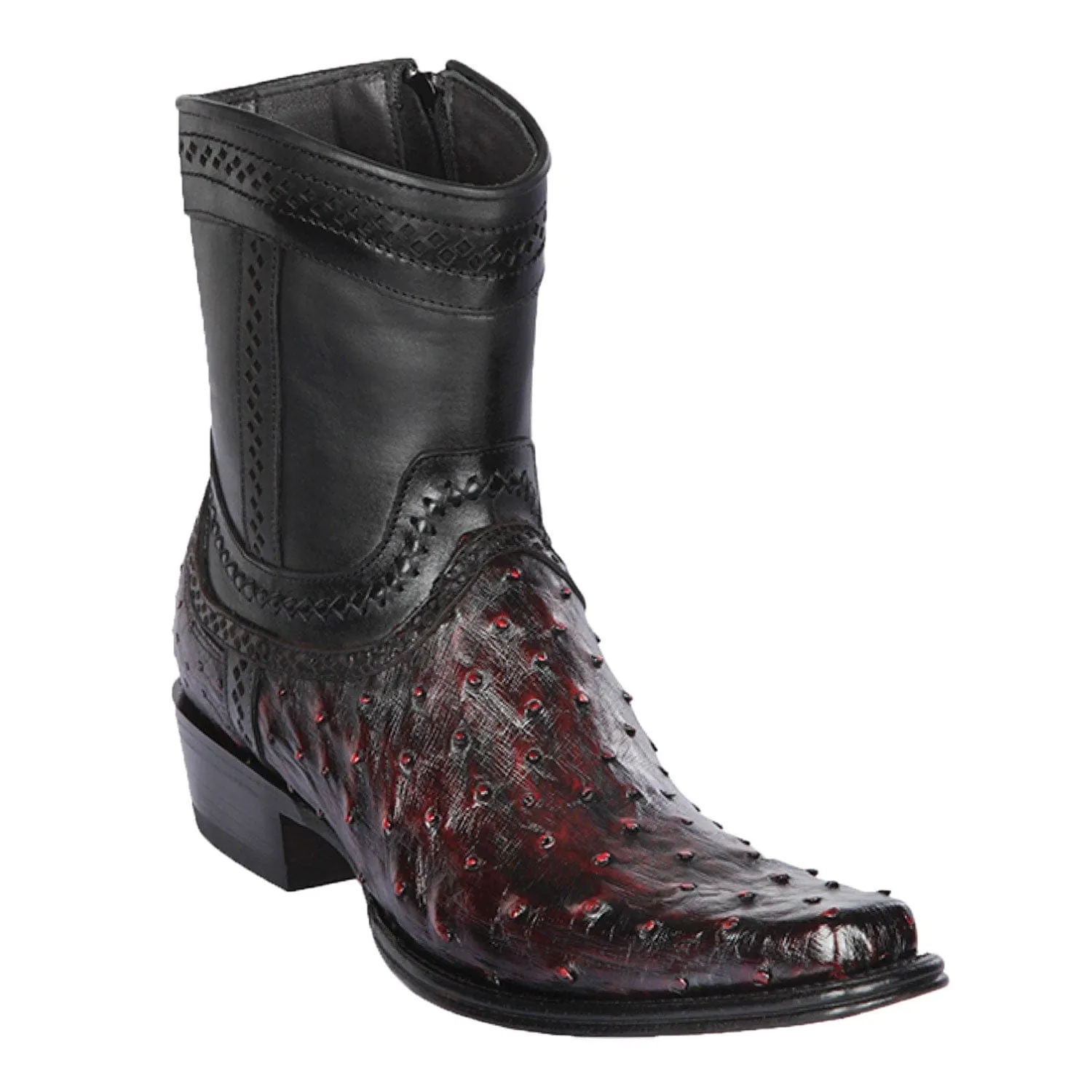 Men's Los Altos Original Ostrich Skin European Toe Short Boots 76B03