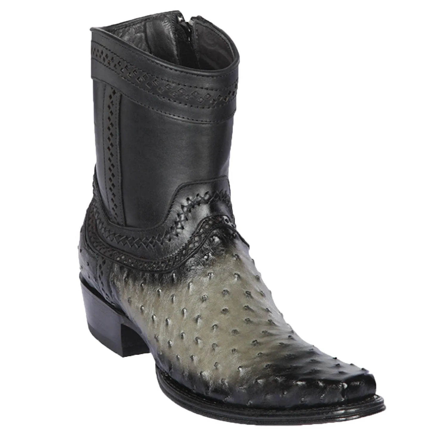 Men's Los Altos Original Ostrich Skin European Toe Short Boots 76B03