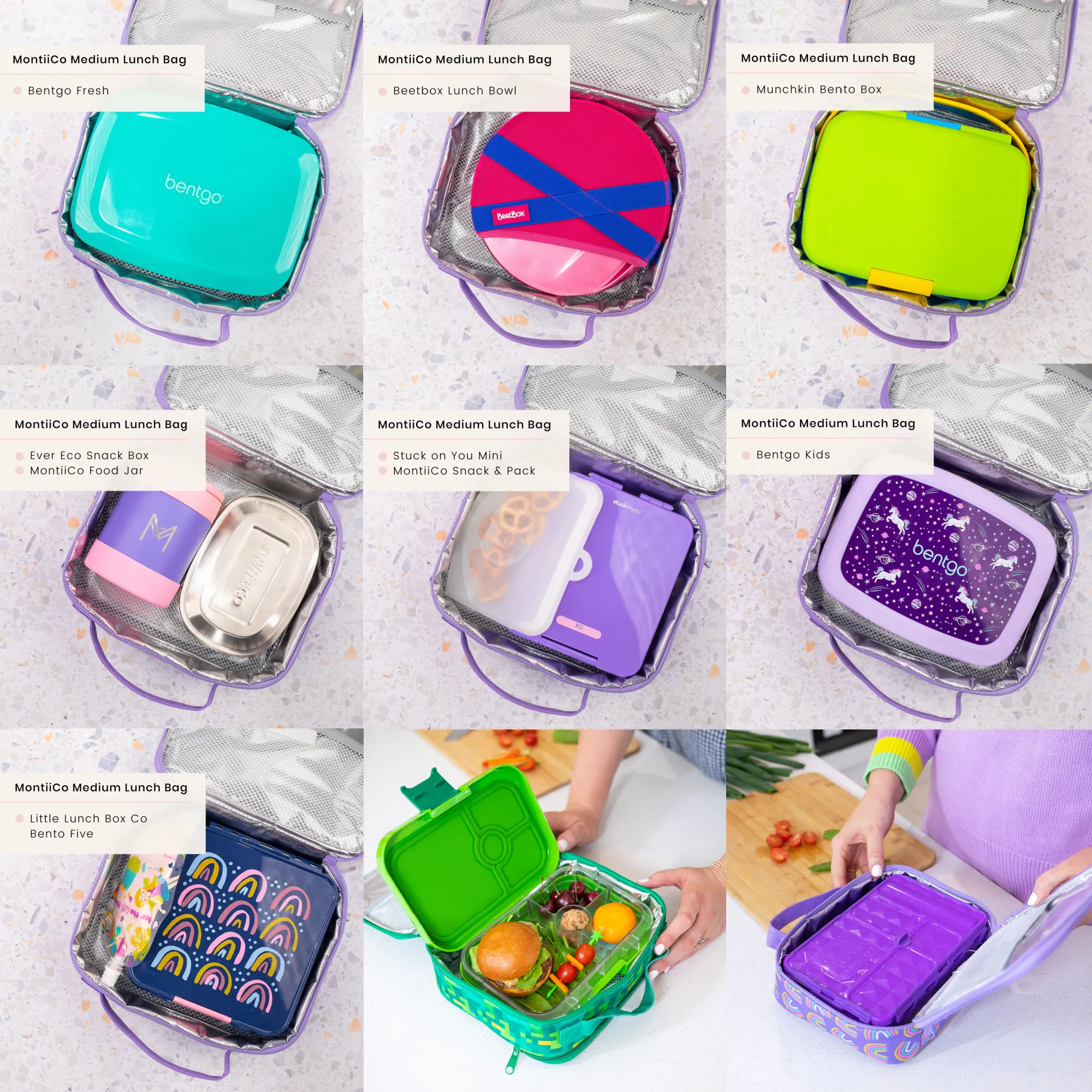 MontiiCo Insulated Lunch Bag - MEDIUM - Rainbow Roller