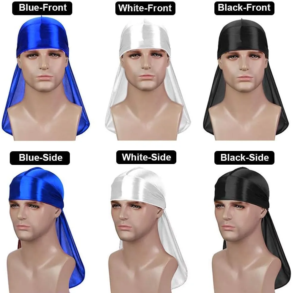 Premium Durag Pack for Men, Silky Doo Rag for 360 540 720 Waves