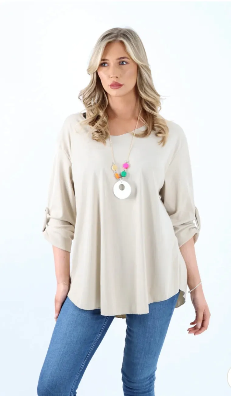 Ribbed glitter top with necklace