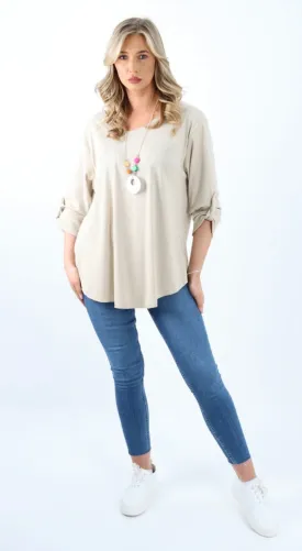 Ribbed glitter top with necklace