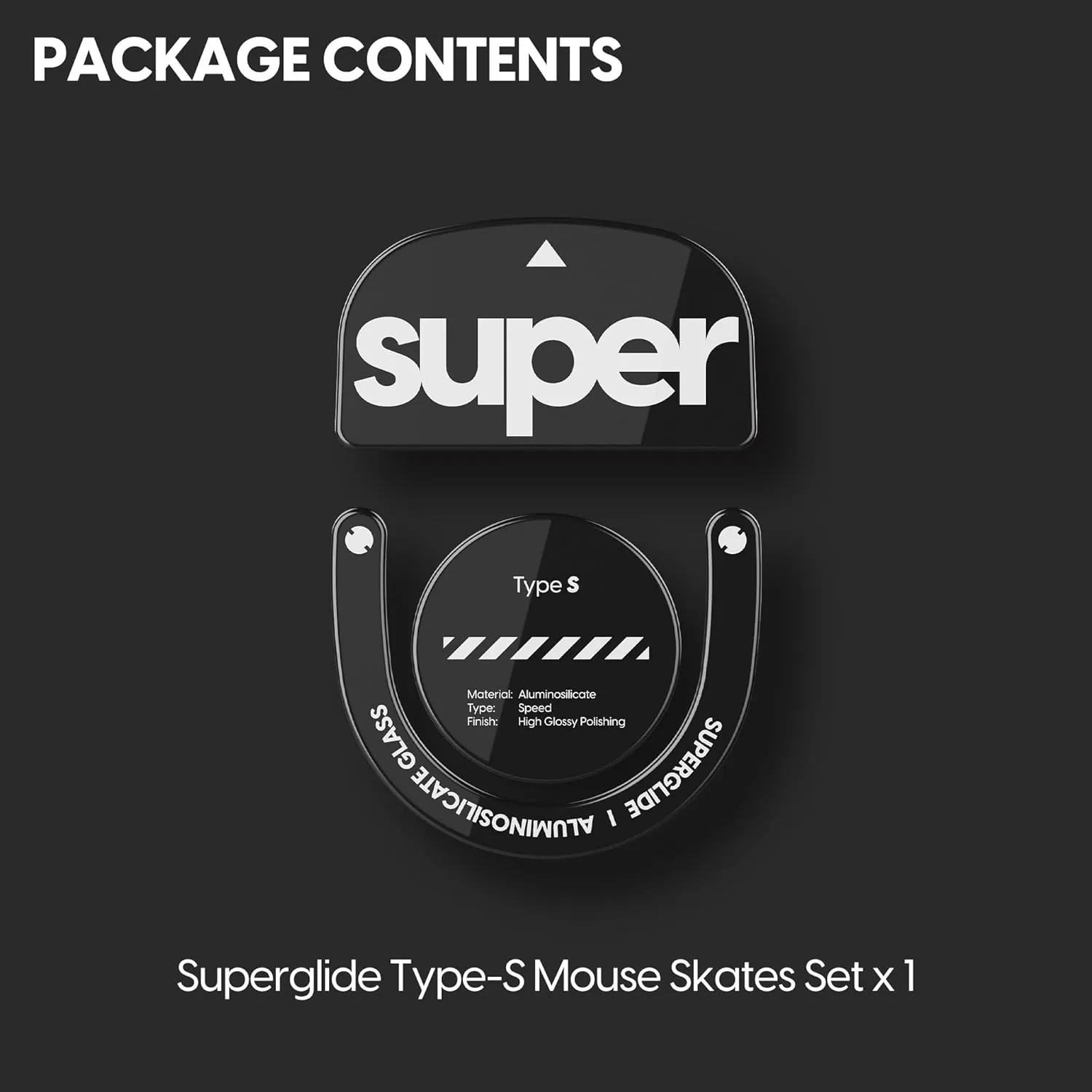 Superglide Glass Mouse Skates - Super Smooth Glide, Polished Round Edge, Super Fast Gaming Mouse Feet with Durable Sole for Logitech G Pro X Superlight2 (Type-S, Black)