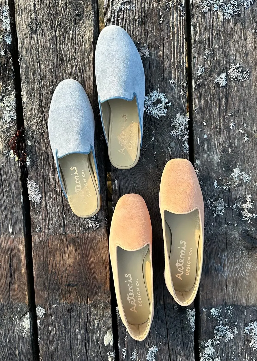Women's Suede Slippers, Wedgwood Blue